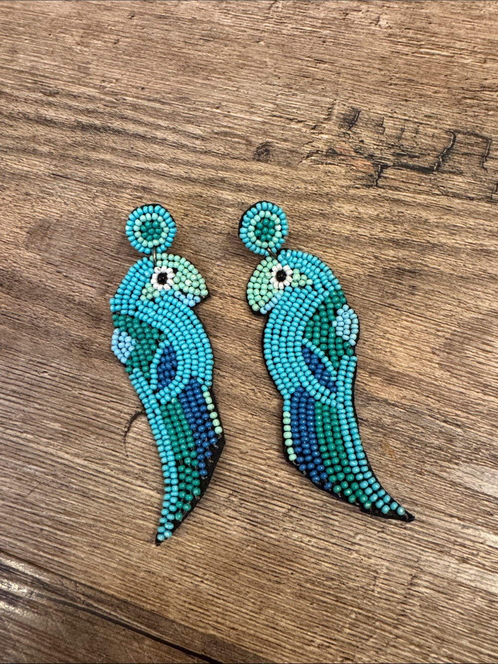 Turquoise Beaded Parrot Drop Earrings - Women Jewelry